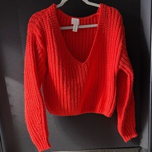 H&M Vibrant Red V-Neck Sweater